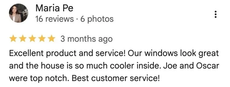 Maria Pe's five-star Google review