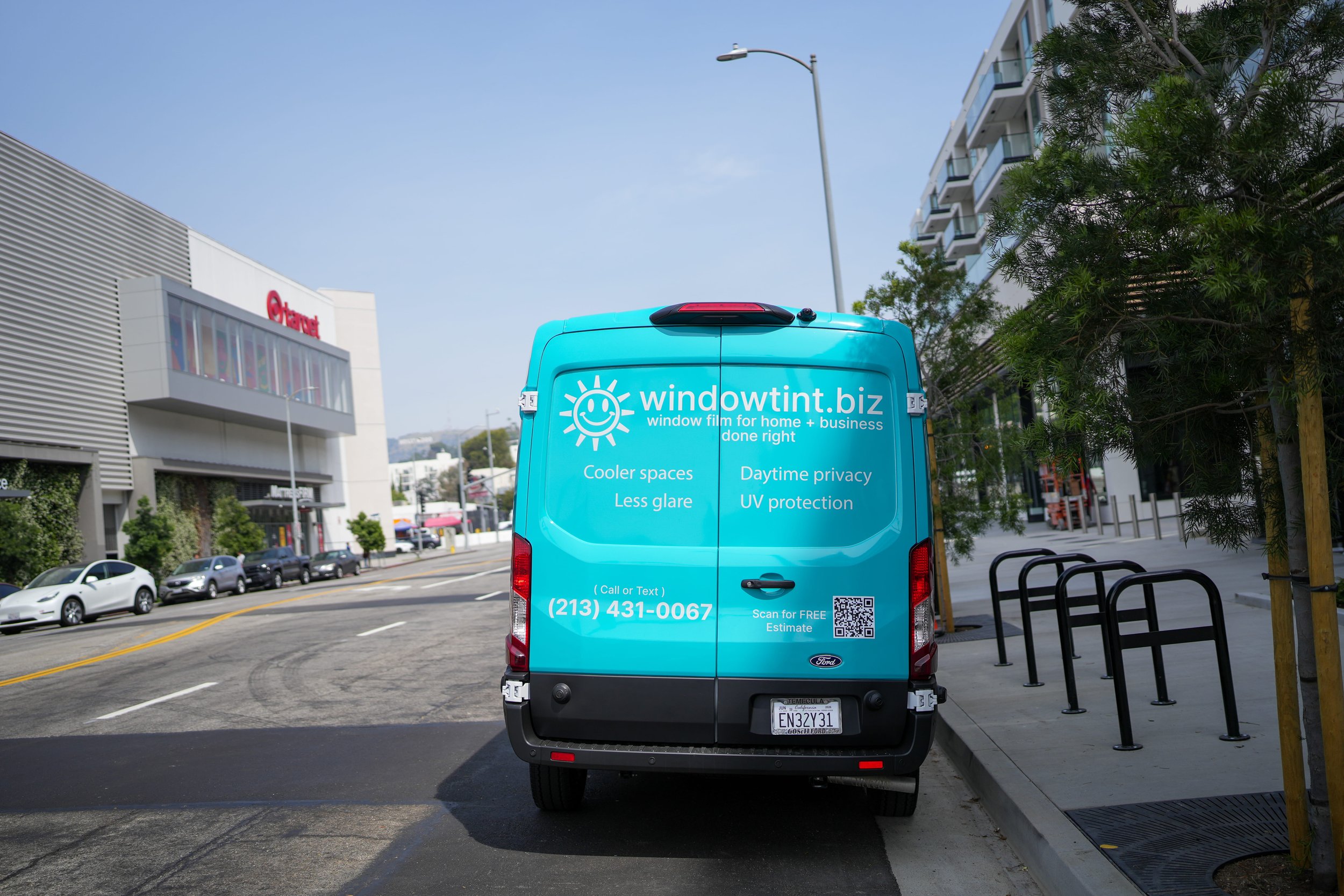 Rear view of the WindowTint service van